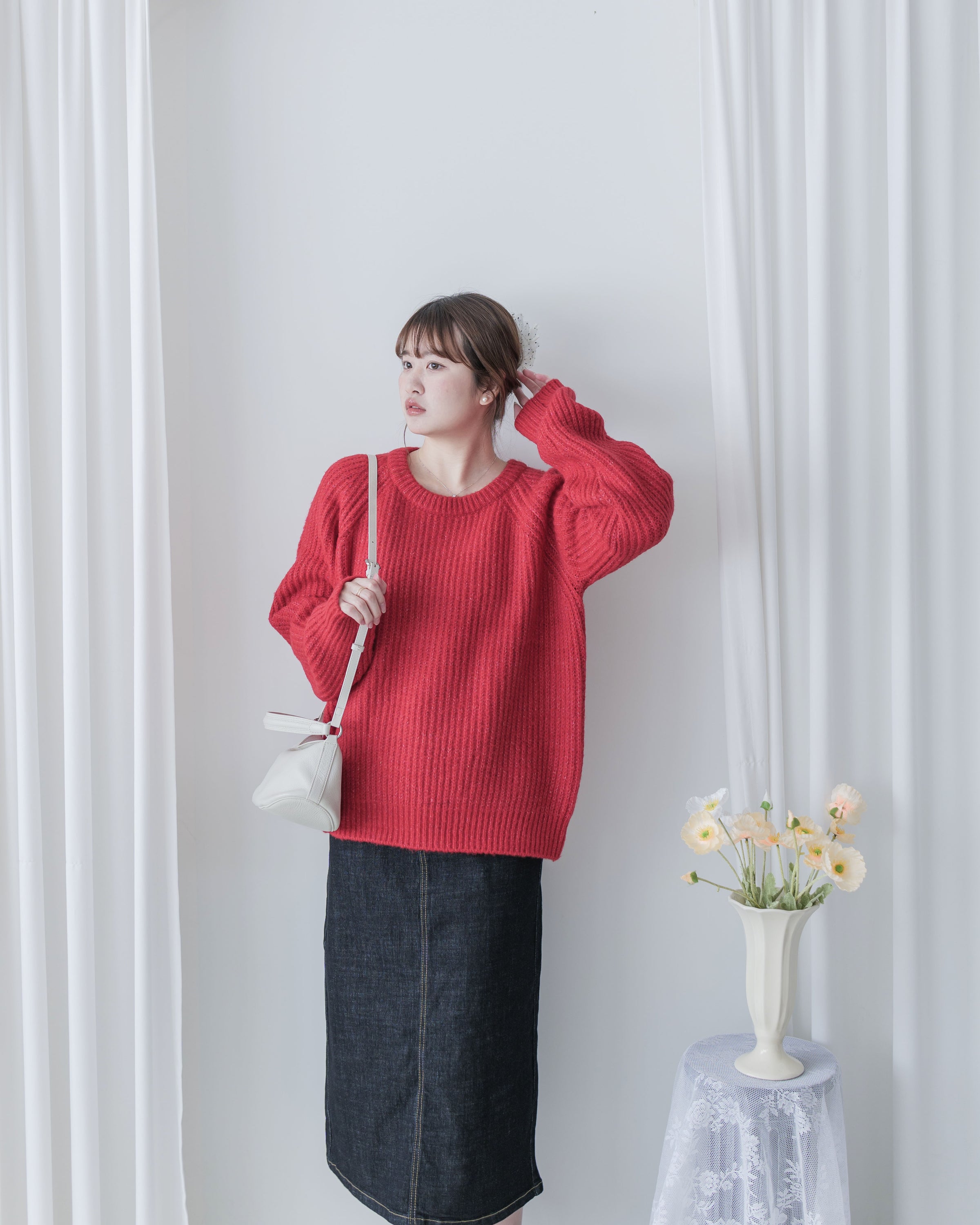 Detachable Hood Knit Top 可拆式連帽圓領針織衫 / KT8194 (Pre-order pink/ Ivory 2月5日截單)