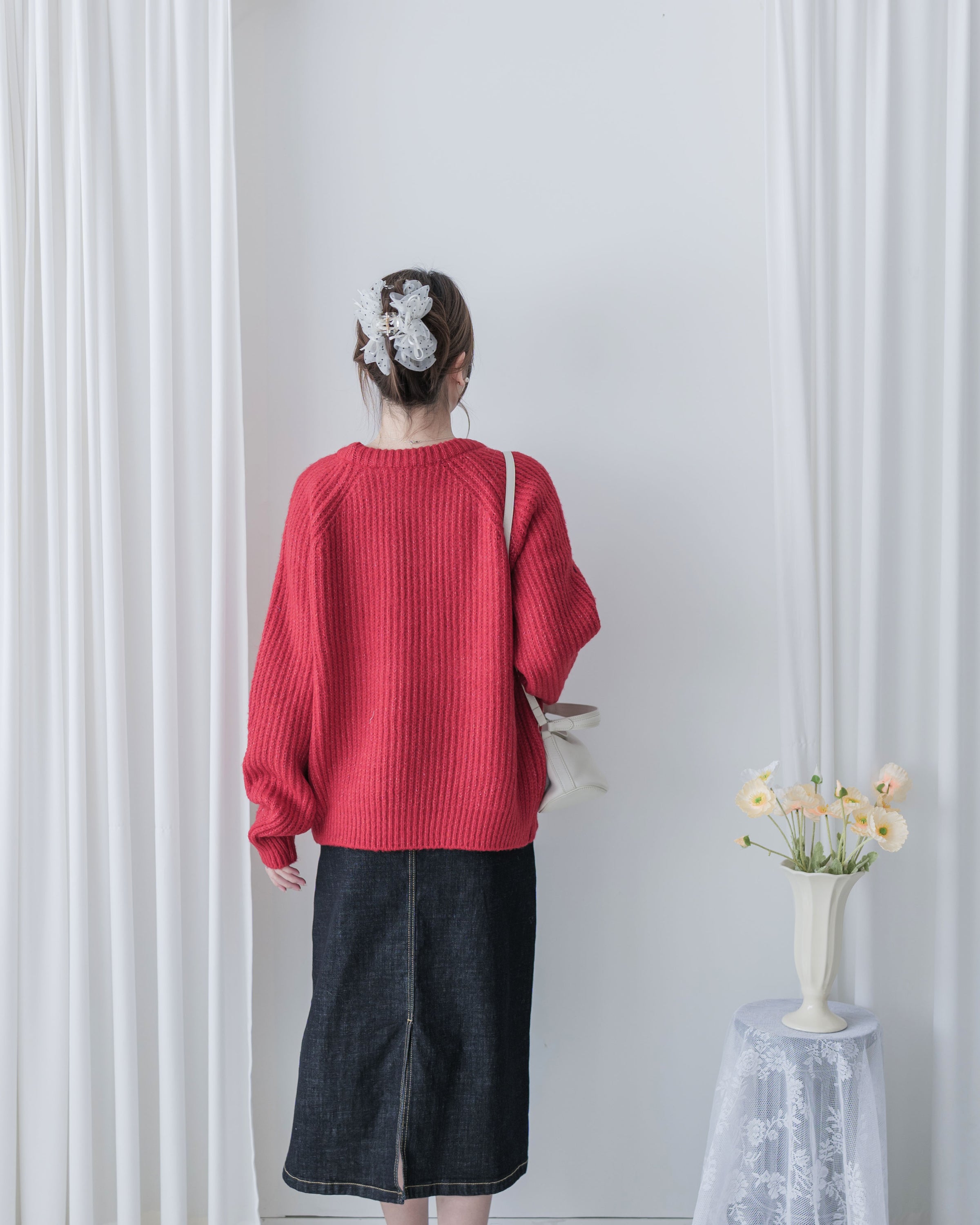 Detachable Hood Knit Top 可拆式連帽圓領針織衫 / KT8194 (Pre-order pink/ Ivory 2月5日截單)