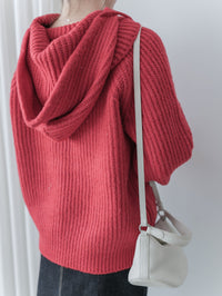Detachable Hood Knit Top 可拆式連帽圓領針織衫 / KT8194 (Pre-order pink/ Ivory 2月5日截單)