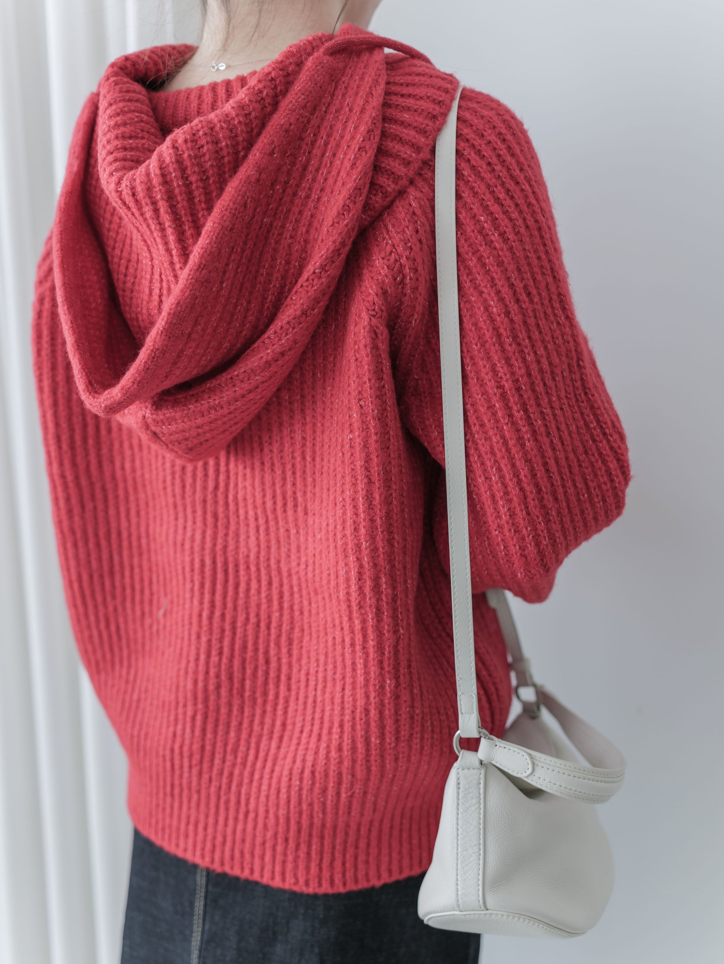 Detachable Hood Knit Top 可拆式連帽圓領針織衫 / KT8194 (Pre-order pink/ Ivory 2月5日截單)