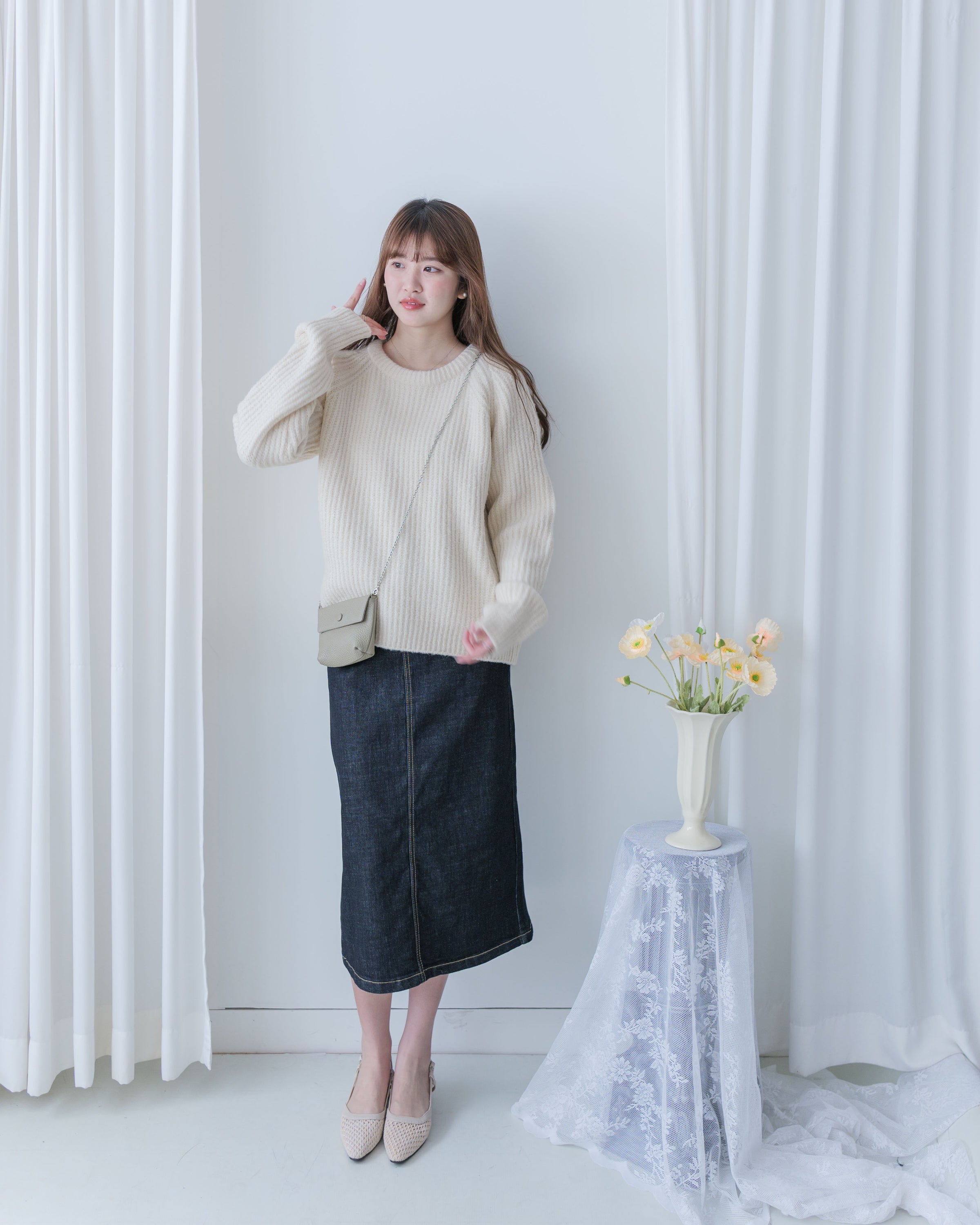 Detachable Hood Knit Top 可拆式連帽圓領針織衫 / KT8194 (Pre-order pink/ Ivory 2月5日截單)