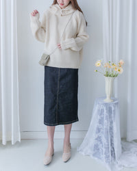 Detachable Hood Knit Top 可拆式連帽圓領針織衫 / KT8194 (Pre-order pink/ Ivory 2月5日截單)