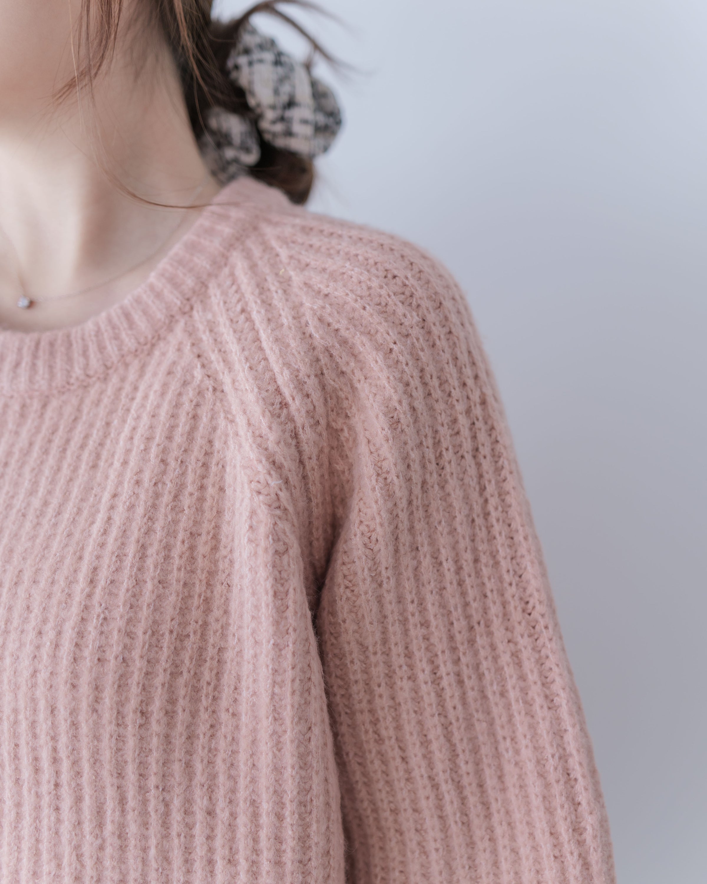Detachable Hood Knit Top 可拆式連帽圓領針織衫 / KT8194 (Pre-order pink/ Ivory 2月5日截單)