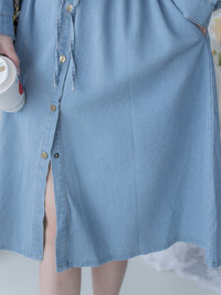 [Style 2] Denim Dress 質感鉑鈕束腰口袋牛仔長裙/ DS1076 （優惠至 2月13日）