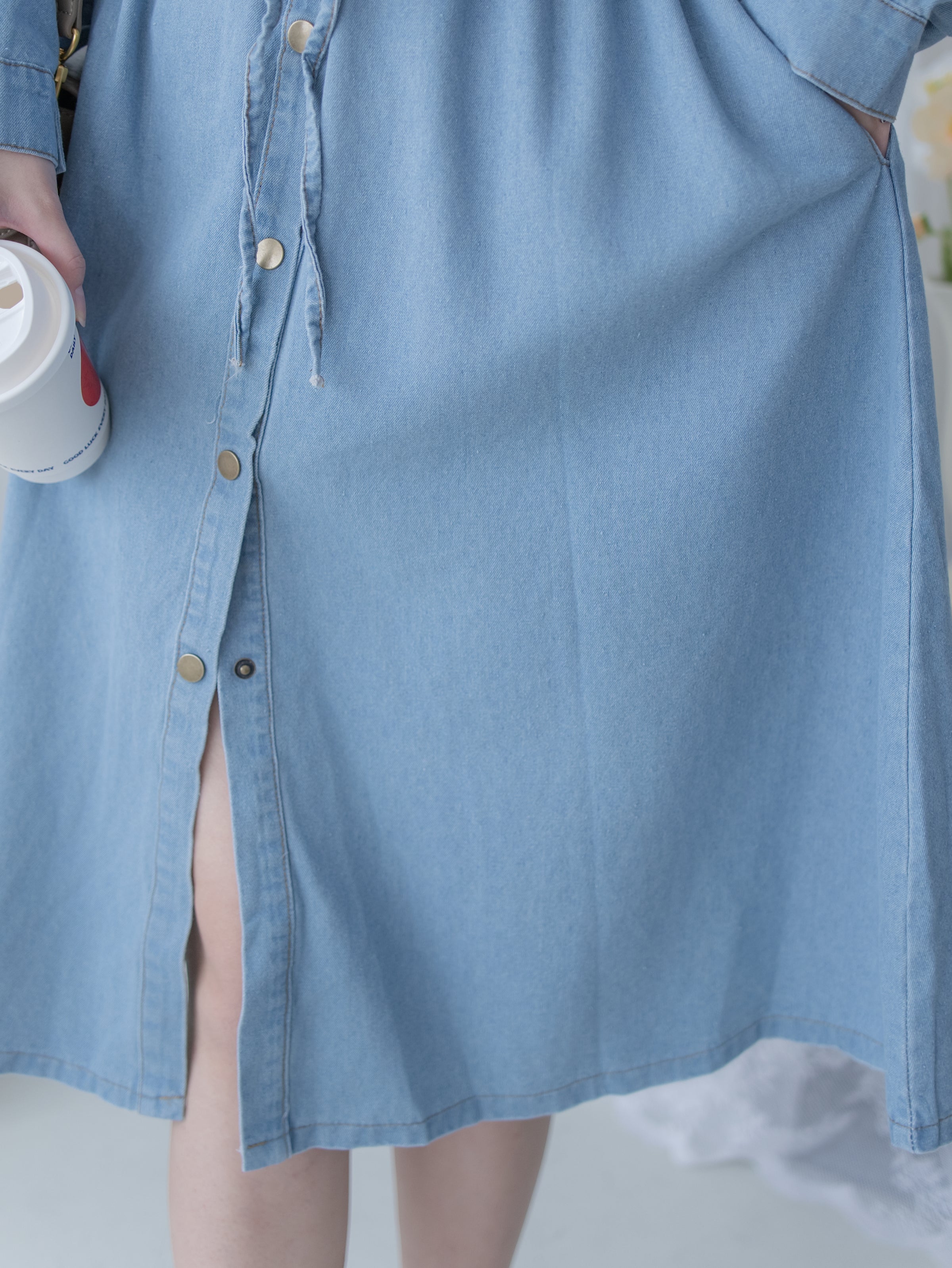 [Style 2] Denim Dress 質感鉑鈕束腰口袋牛仔長裙/ DS1076 （優惠至 2月13日）