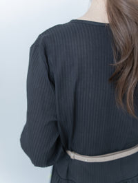 [Style 1] Stripe Cotton Lace Dress V領剪裁通花直紋長裙/ DS1071（優惠至 2月13日）