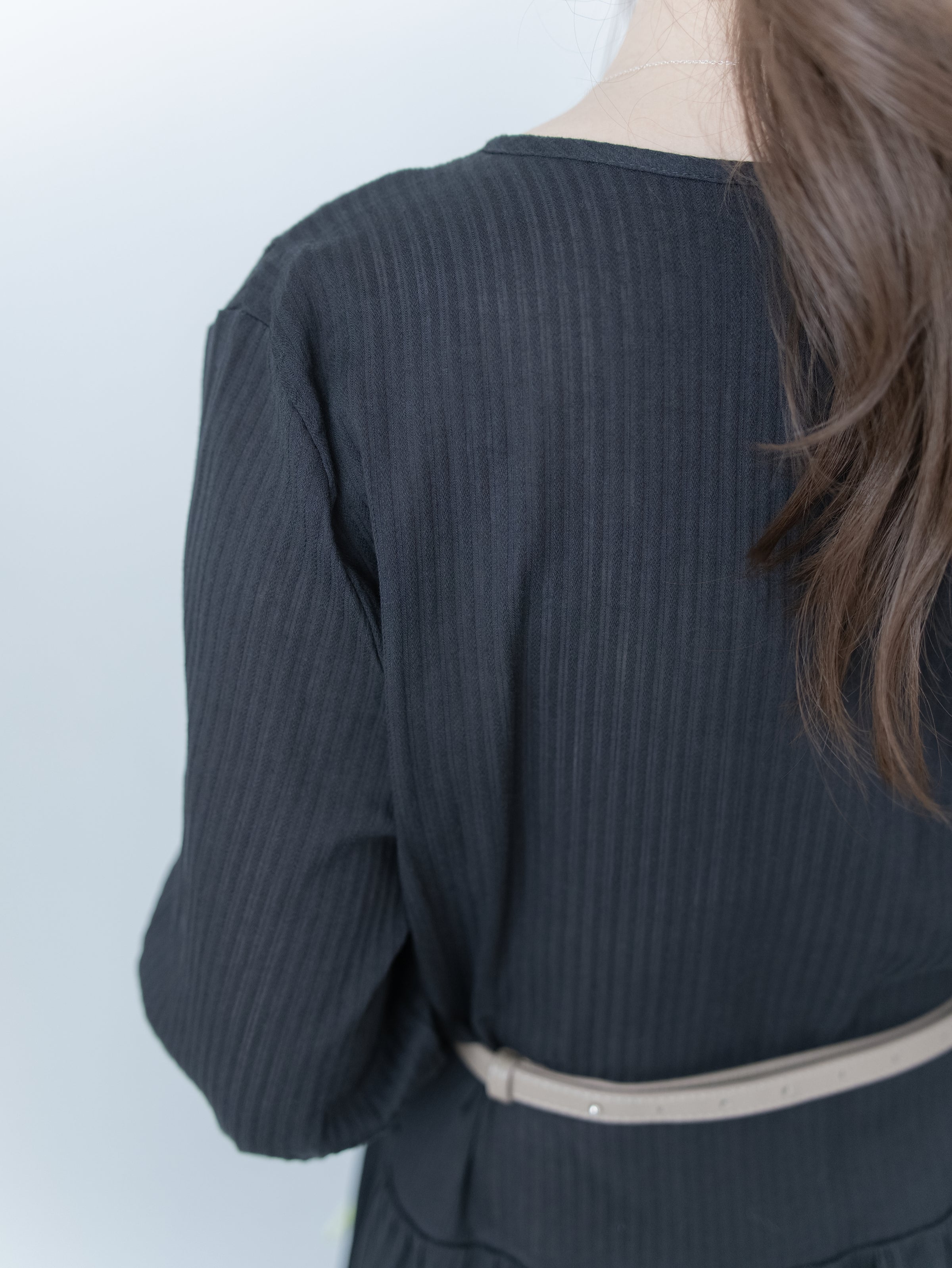 [Style 1] Stripe Cotton Lace Dress V領剪裁通花直紋長裙/ DS1071（優惠至 2月13日）