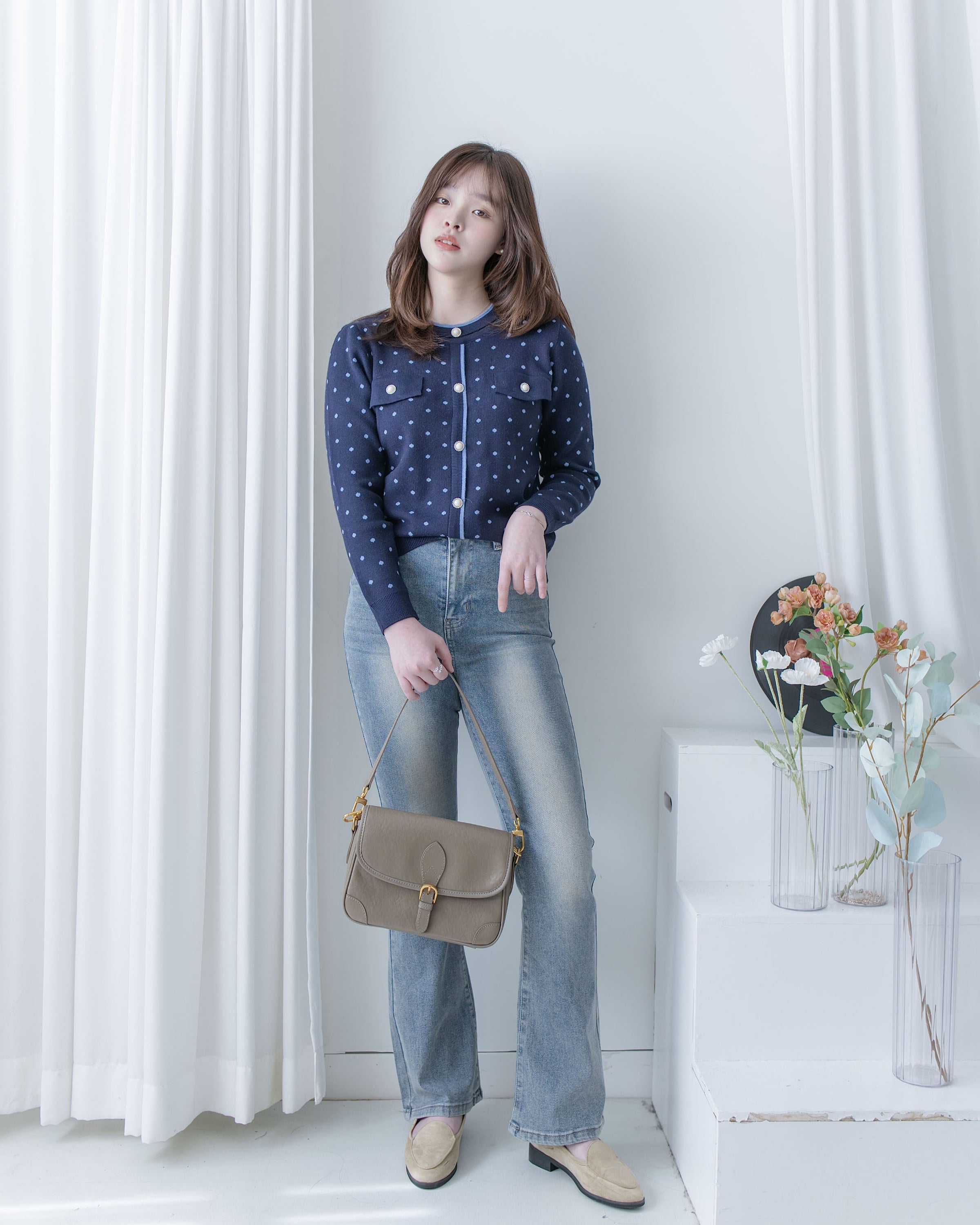 [Style 4] Polka Dot Knit Set 小圓點針織通花邊線精緻套裝/ SE8107（優惠至 2月13日）