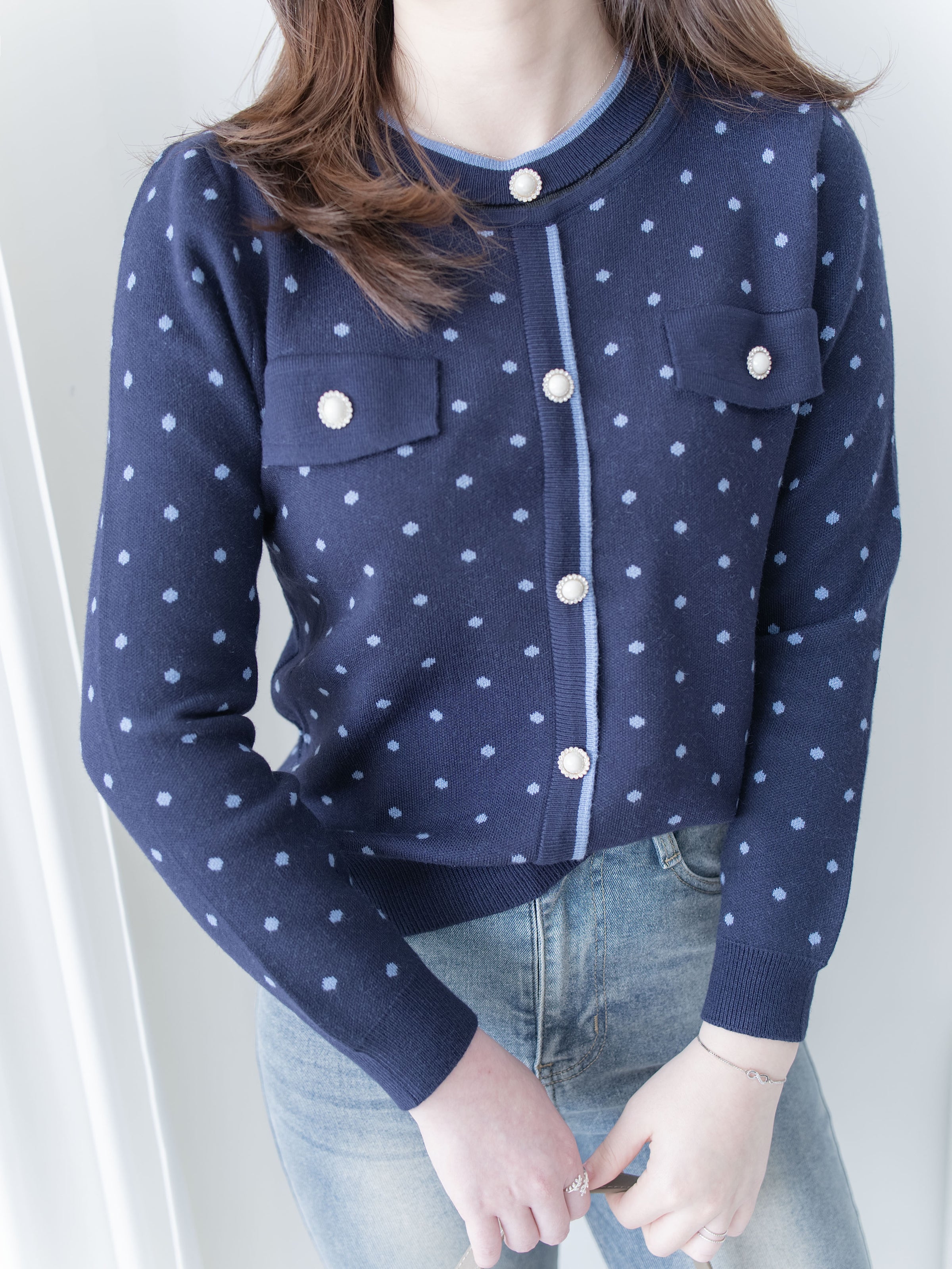 [Style 4] Polka Dot Knit Set 小圓點針織通花邊線精緻套裝/ SE8107（優惠至 2月13日）