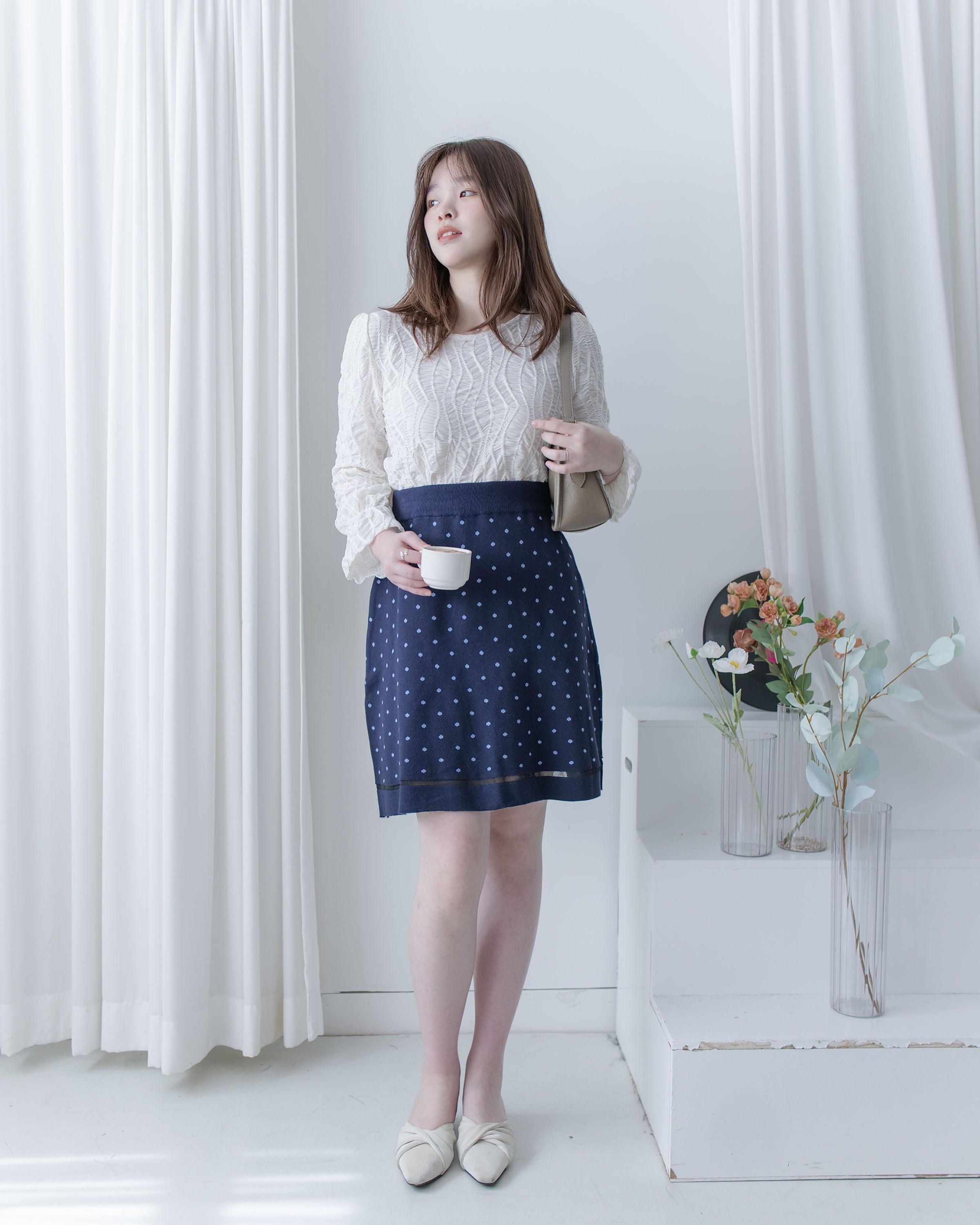 [Style 4] Polka Dot Knit Set 小圓點針織通花邊線精緻套裝/ SE8107（優惠至 2月13日）