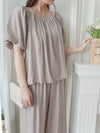 Sophie 涼感皺摺衣領闊腳兩件套 SET/ SE8076 (pre-order beige)