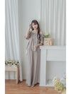 Sophie 涼感皺摺衣領闊腳兩件套 SET/ SE8076 (pre-order beige)