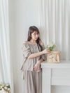 Sophie 涼感皺摺衣領闊腳兩件套 SET/ SE8076 (pre-order beige)