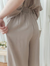 Sophie 涼感皺摺衣領闊腳兩件套 SET/ SE8076 (pre-order beige)