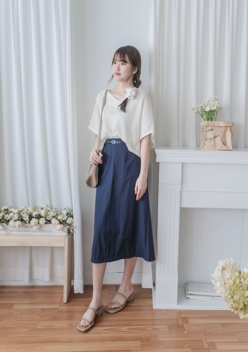 V Neck 顯瘦前後開V領線料長針織 Knit / TP9145 (pre-order white)