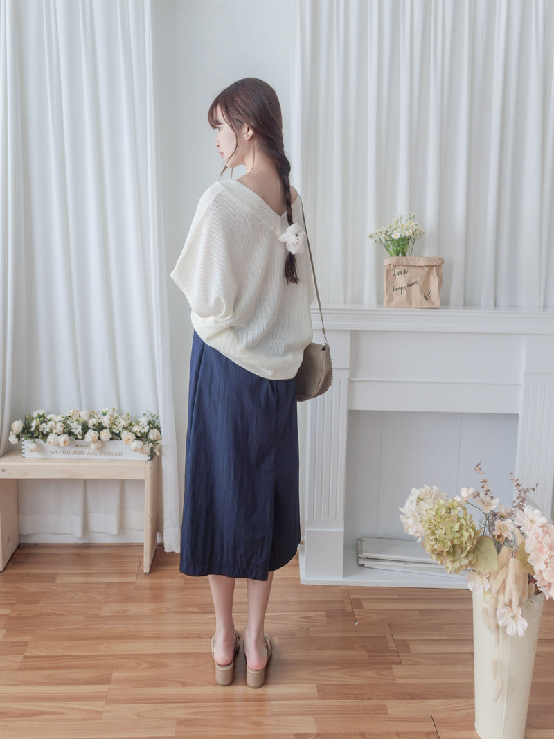 V Neck 顯瘦前後開V領線料長針織 Knit / TP9145 (pre-order white)