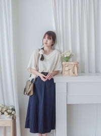 V Neck 顯瘦前後開V領線料長針織 Knit / TP9145 (pre-order white)