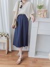 Navy Belt 腰帶裝飾輕身日常後開叉 Skirt/ SK8884