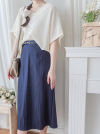 V Neck 顯瘦前後開V領線料長針織 Knit / TP9145 (pre-order white)