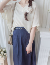V Neck 顯瘦前後開V領線料長針織 Knit / TP9145 (pre-order white)