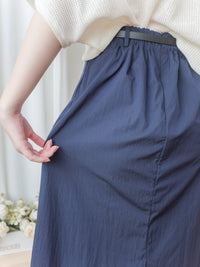 Navy Belt 腰帶裝飾輕身日常後開叉 Skirt/ SK8884