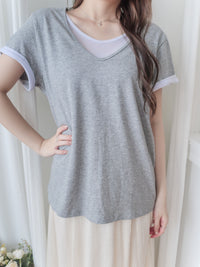 Comfy Yet Chic 極舒適柔軟棉質假兩件上衣 Tee/ TP9143