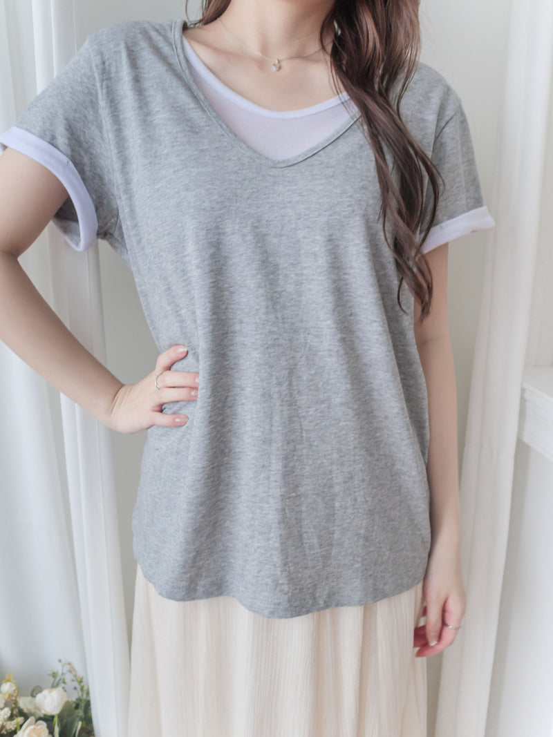 Comfy Yet Chic 極舒適柔軟棉質假兩件上衣 Tee/ TP9143