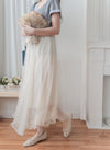 Flair 絲帶橡筋腰輕優雅不規則傘裙擺 Skirt/ SK8882 (pre-order beige)