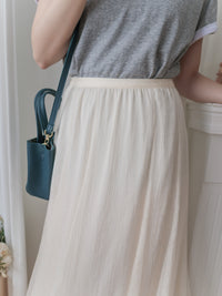 Flair 絲帶橡筋腰輕優雅不規則傘裙擺 Skirt/ SK8882 (pre-order beige)