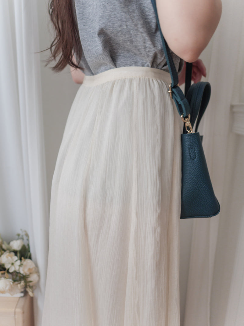 Flair 絲帶橡筋腰輕優雅不規則傘裙擺 Skirt/ SK8882 (pre-order beige)