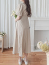 Pleated Waist 隱形橡筋小泡泡袖車褶腰身 Dress / DS9896 (pre-order beige)