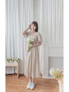 Pleated Waist 隱形橡筋小泡泡袖車褶腰身 Dress / DS9896 (pre-order beige)