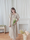 Pleated Waist 隱形橡筋小泡泡袖車褶腰身 Dress / DS9896 (pre-order beige)