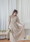 Pleated Waist 隱形橡筋小泡泡袖車褶腰身 Dress / DS9896 (pre-order beige)
