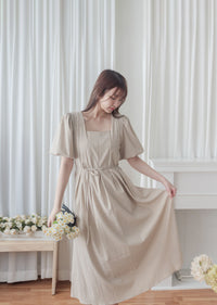 Pleated Waist 隱形橡筋小泡泡袖車褶腰身 Dress / DS9896 (pre-order beige)