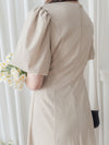 Pleated Waist 隱形橡筋小泡泡袖車褶腰身 Dress / DS9896 (pre-order beige)