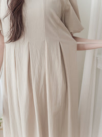 Pleated Waist 隱形橡筋小泡泡袖車褶腰身 Dress / DS9896 (pre-order beige)