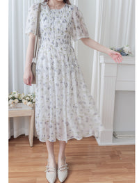 Lavender 薰衣草印花舒適修身連身裙 Dress/ DS9887 (pre-order)