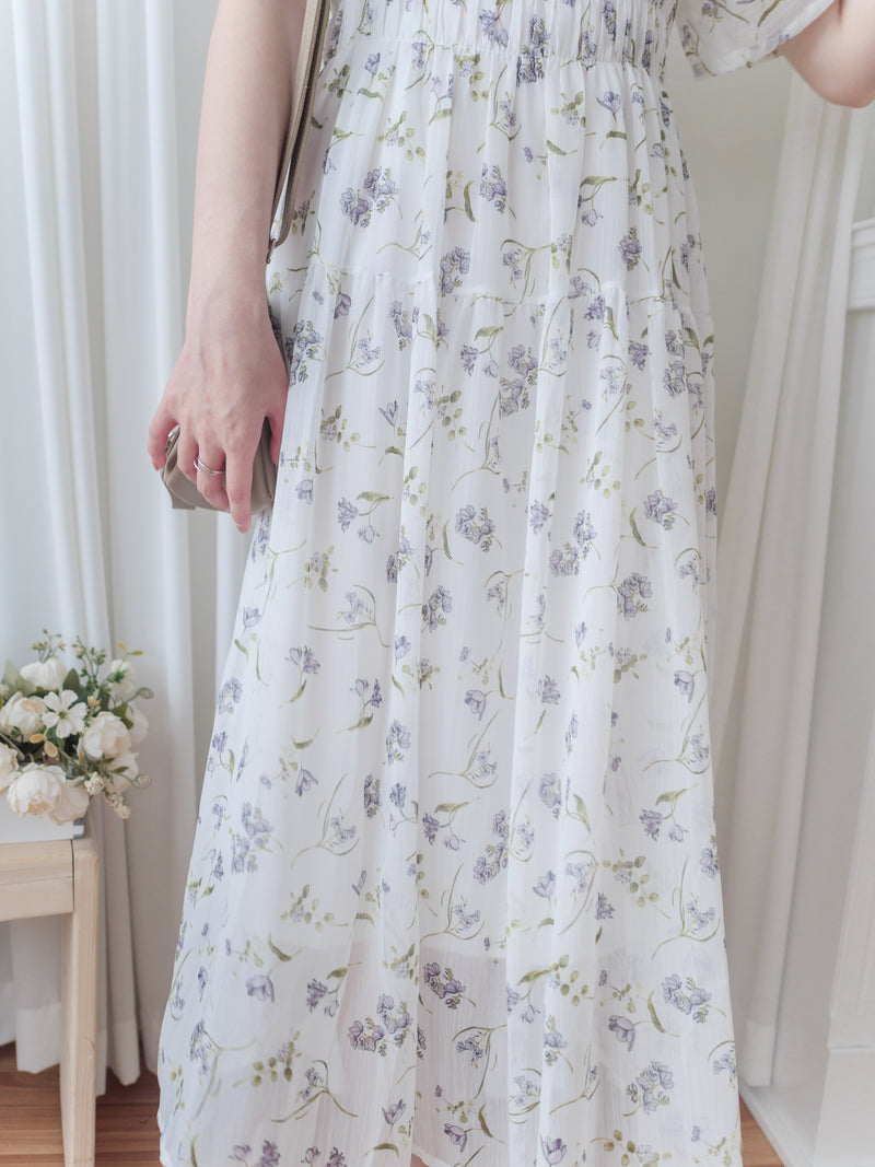 Lavender 薰衣草印花舒適修身連身裙 Dress/ DS9887 (pre-order)