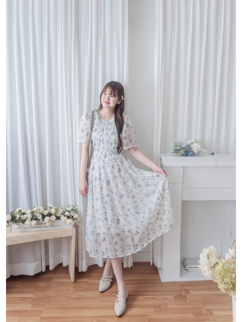 Lavender 薰衣草印花舒適修身連身裙 Dress/ DS9887 (pre-order)