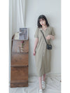 V Collar Knit 翻領V領裝飾鈕扣設計彈性線料 Dress/ DS9899 (pre-order)