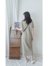 V Collar Knit 翻領V領裝飾鈕扣設計彈性線料 Dress/ DS9899 (pre-order)