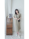 V Collar Knit 翻領V領裝飾鈕扣設計彈性線料 Dress/ DS9899 (pre-order)