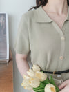 V Collar Knit 翻領V領裝飾鈕扣設計彈性線料 Dress/ DS9899 (pre-order)