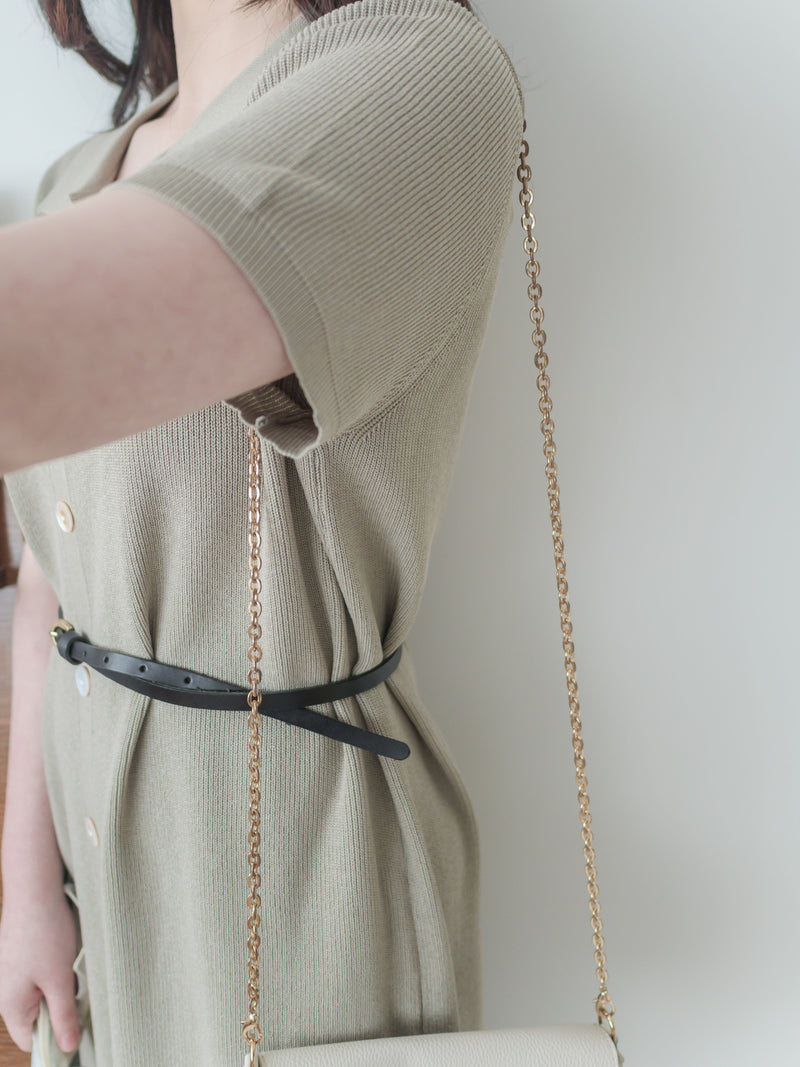 V Collar Knit 翻領V領裝飾鈕扣設計彈性線料 Dress/ DS9899 (pre-order)