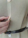 V Collar Knit 翻領V領裝飾鈕扣設計彈性線料 Dress/ DS9899 (pre-order)