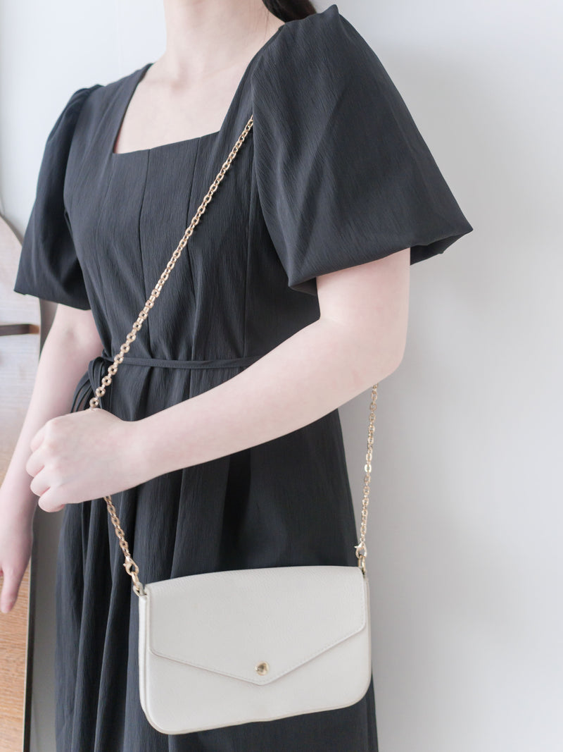 Pleated Waist 隱形橡筋小泡泡袖車褶腰身 Dress / DS9896 (pre-order beige)