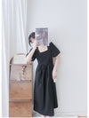 Pleated Waist 隱形橡筋小泡泡袖車褶腰身 Dress / DS9896 (pre-order beige)