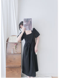 Pleated Waist 隱形橡筋小泡泡袖車褶腰身 Dress / DS9896 (pre-order beige)