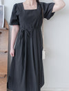 Pleated Waist 隱形橡筋小泡泡袖車褶腰身 Dress / DS9896 (pre-order beige)